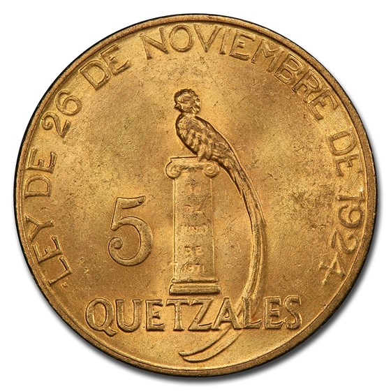 1926 Guatemala Gold 5 Quetzales MS-64 PCGS 1926 Guatemala Gold 5 Quetzales MS-64 PCGS